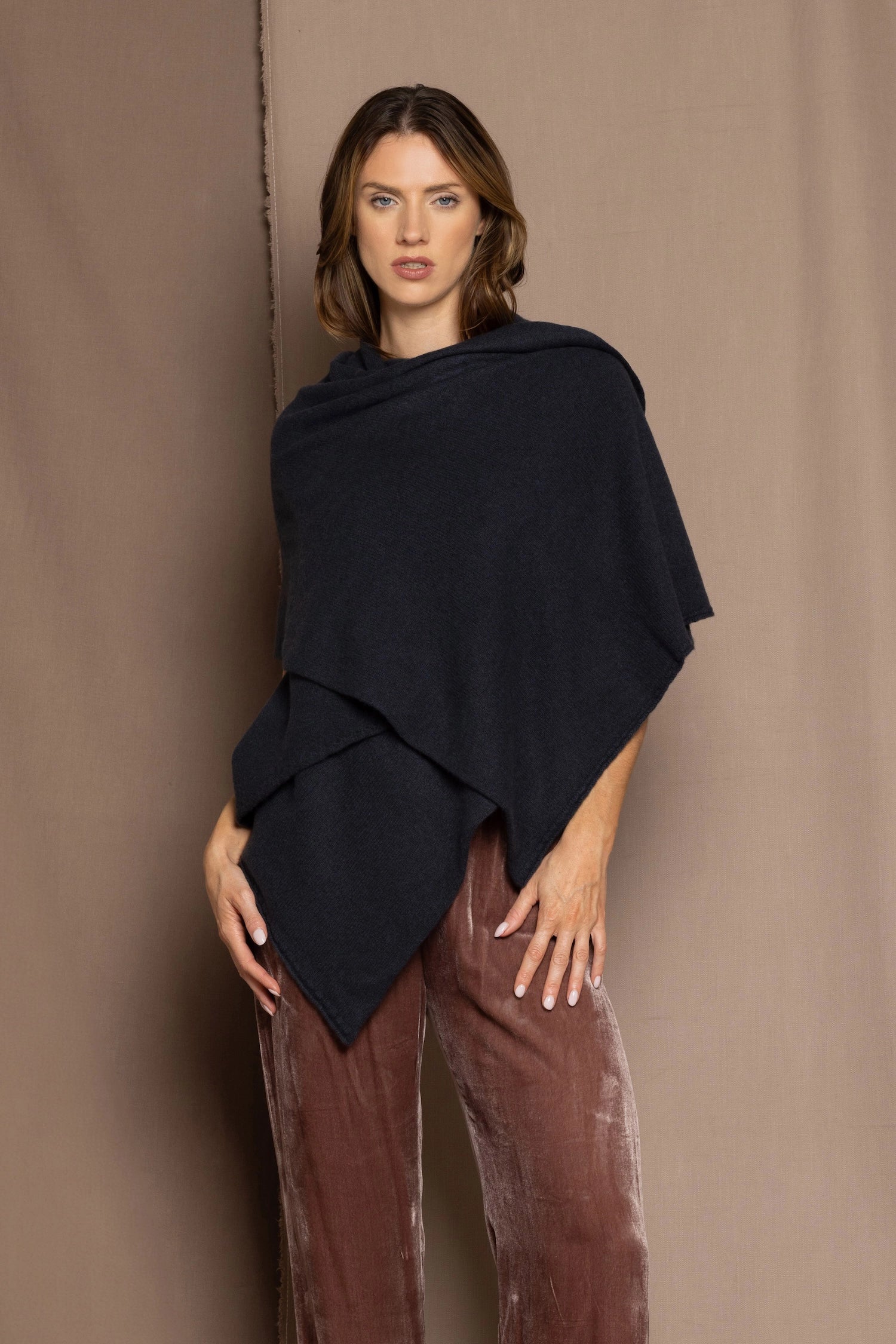 Cashmere Shawl or Wrap in Navy