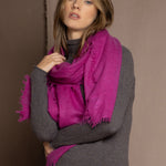 lightweight cashmere shawl in hot pink