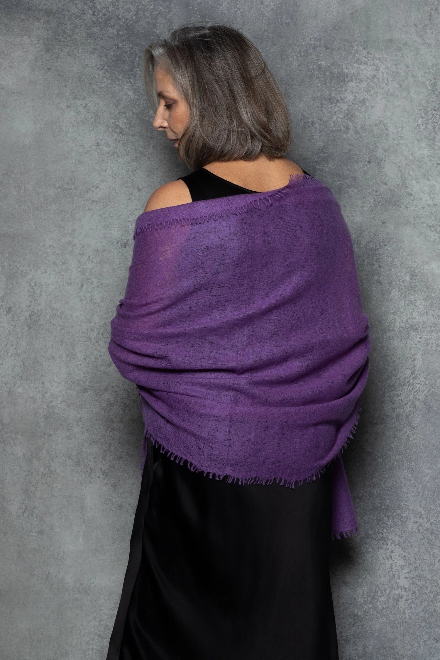 lightweight cashmere shawl in bright purple