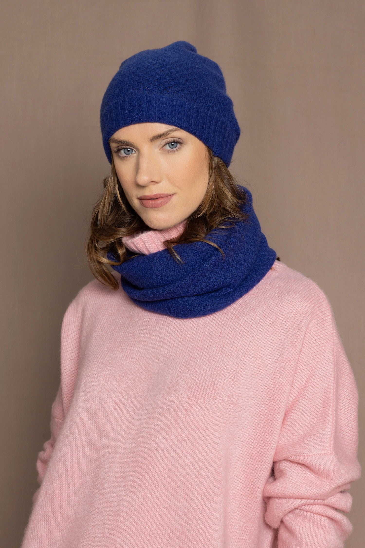 cashmere snood infinity scarf in bright blue