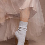 cashmere bed socks in light marled grey