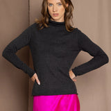 luxury cashmere turtleneck sweater in dark grey