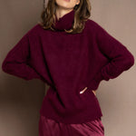 Cashmere turtleneck sweater in wine colour