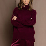 Cashmere turtleneck sweater in wine colour