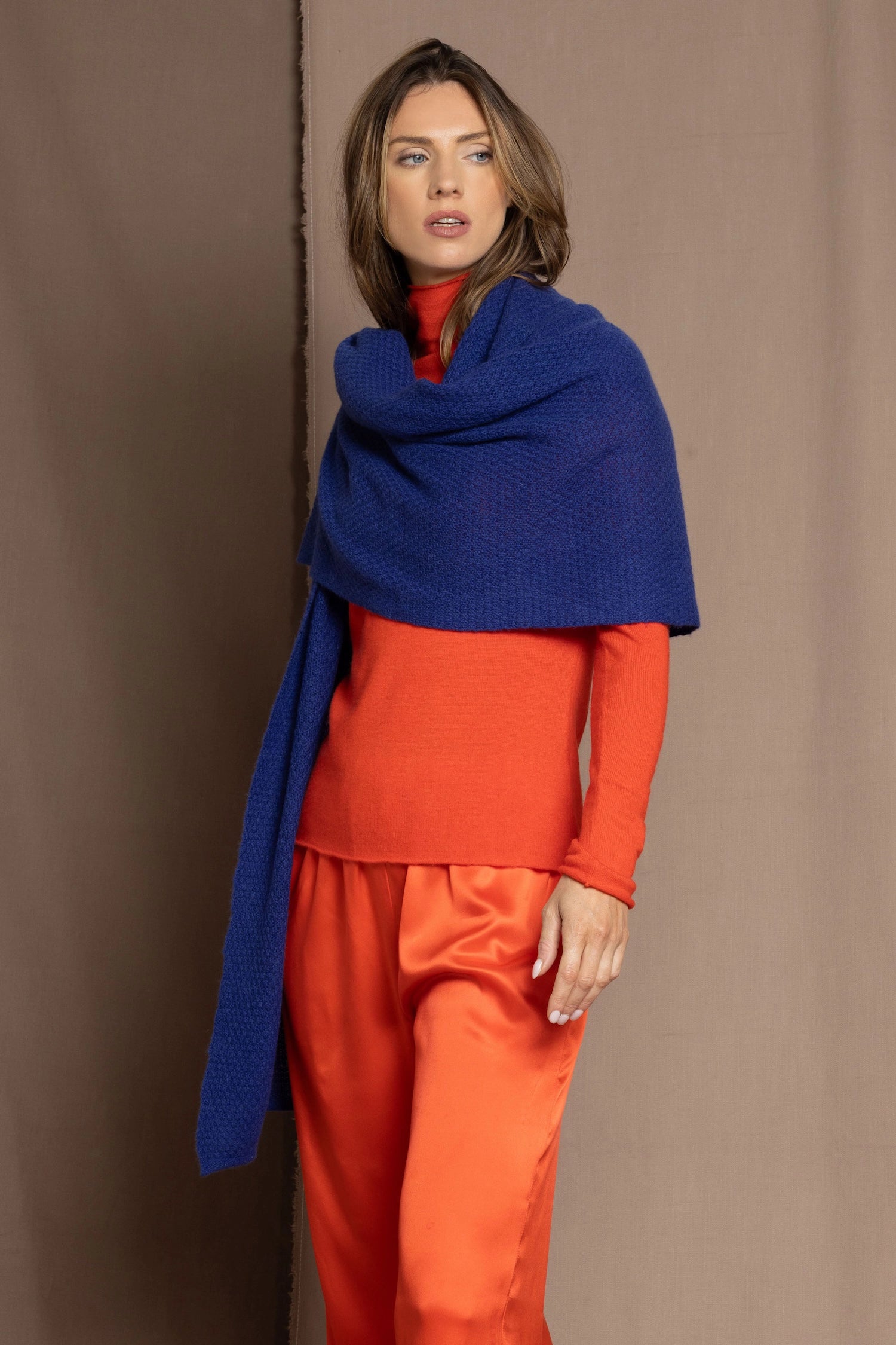 Cashmere Wrap Shawl in Bright Blue