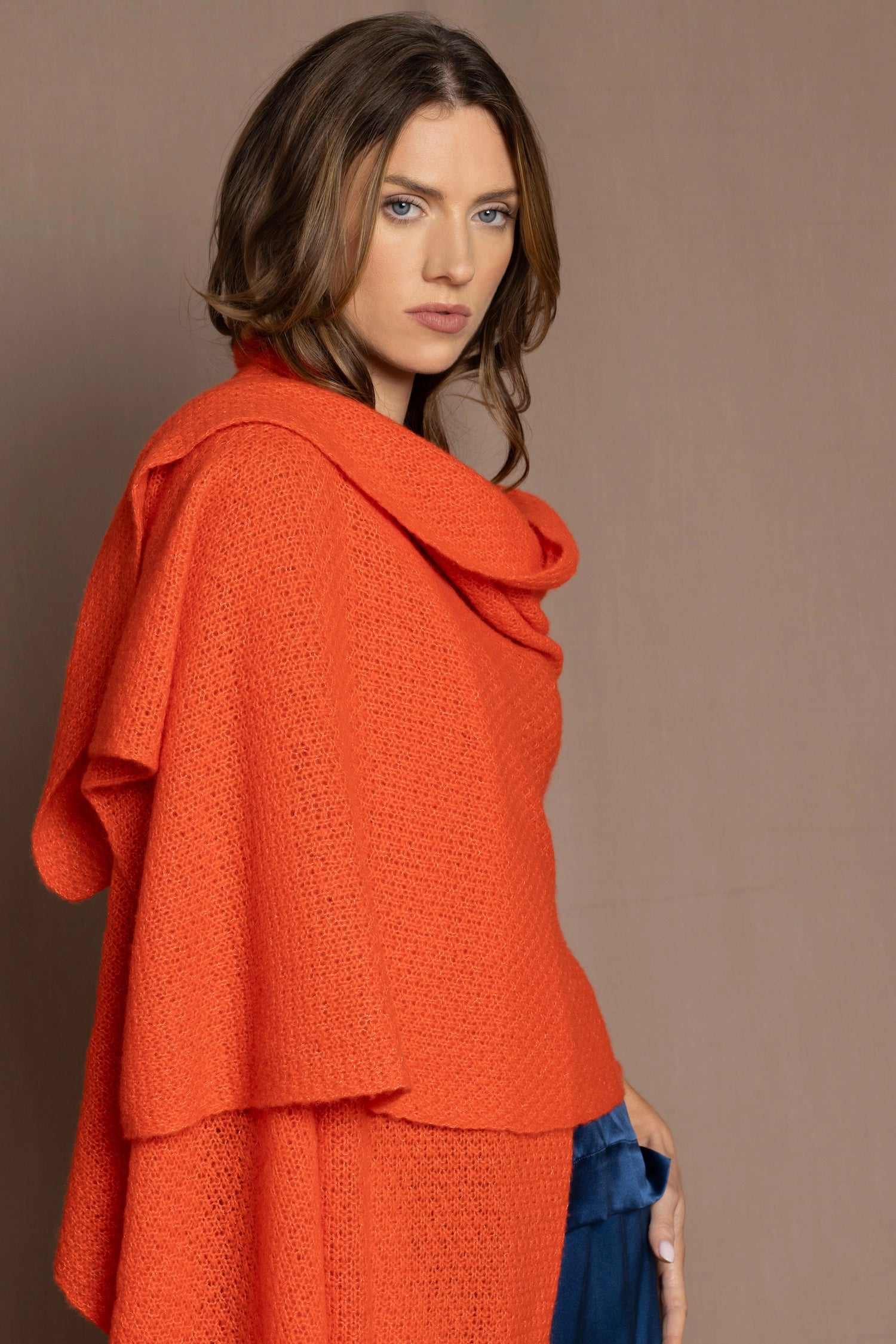 Cashmere Wrap Shawl in Orange