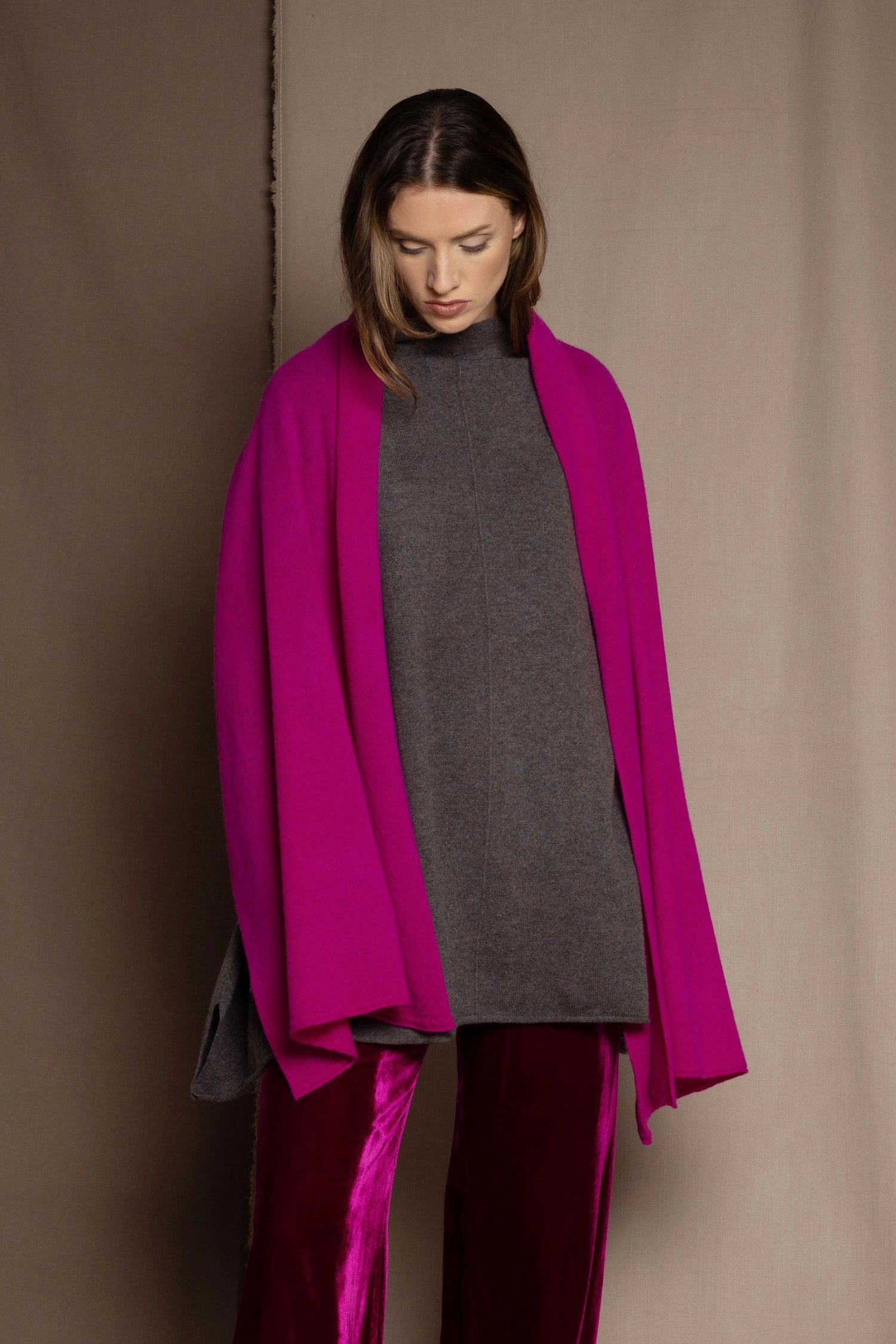 Cashmere Shawl or Wrap in Hot Pink