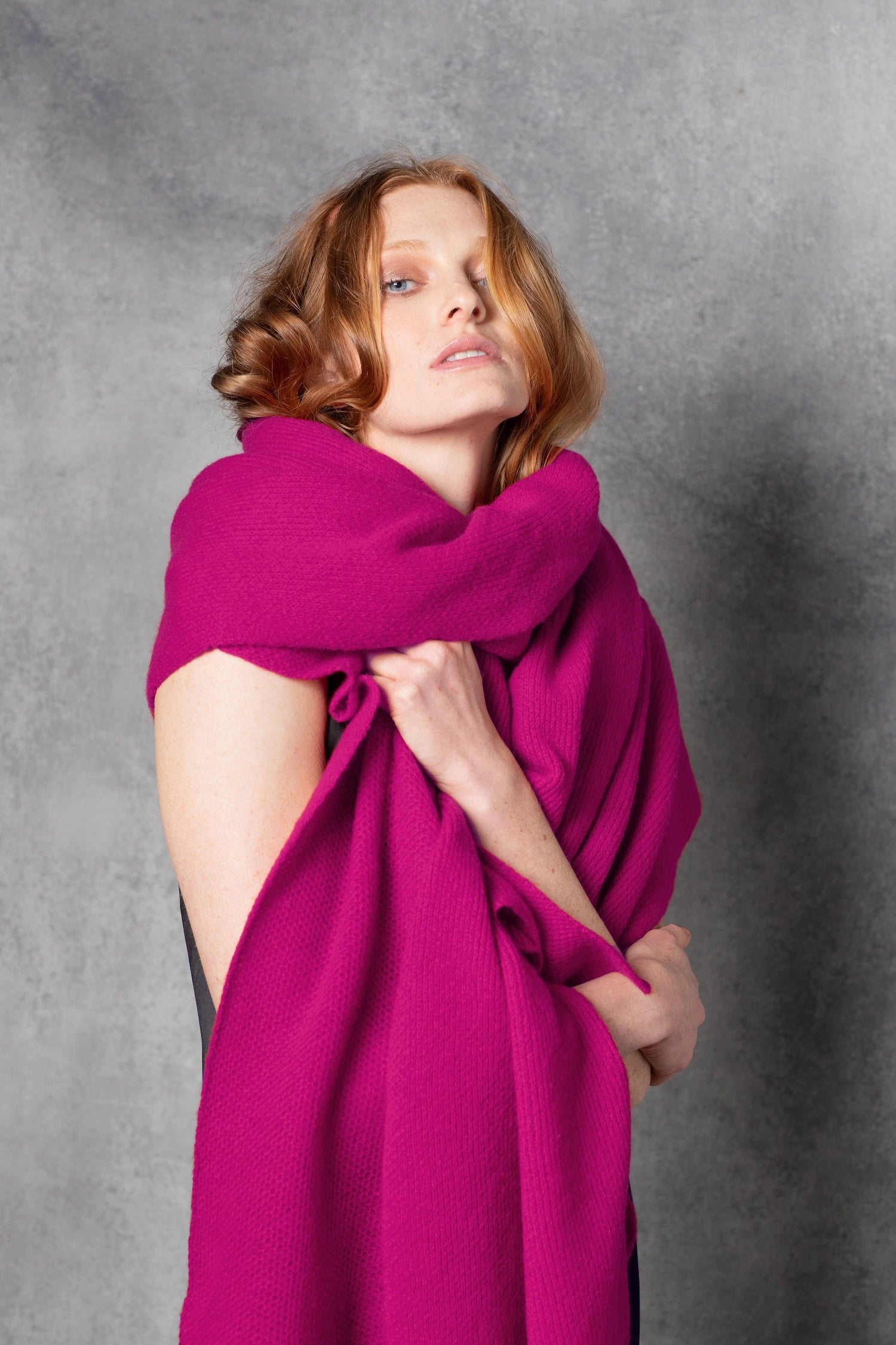 Large Blanket Wrap Scarf in Magenta