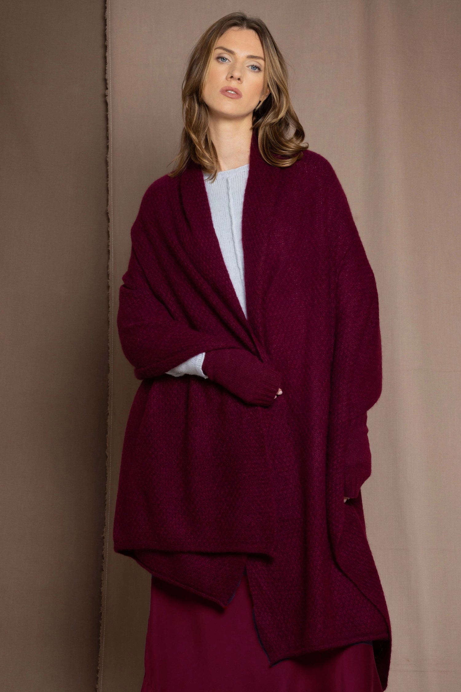 Cashmere Wrap Shawl in Berry Colour