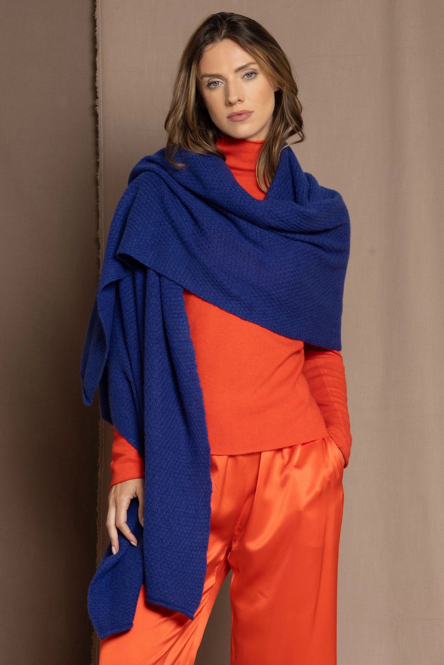 Cashmere Wrap Shawl in Bright Blue