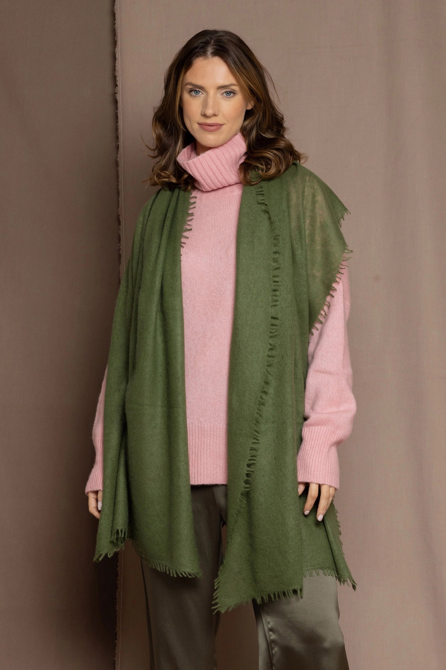 lightweight cashmere shawl in green