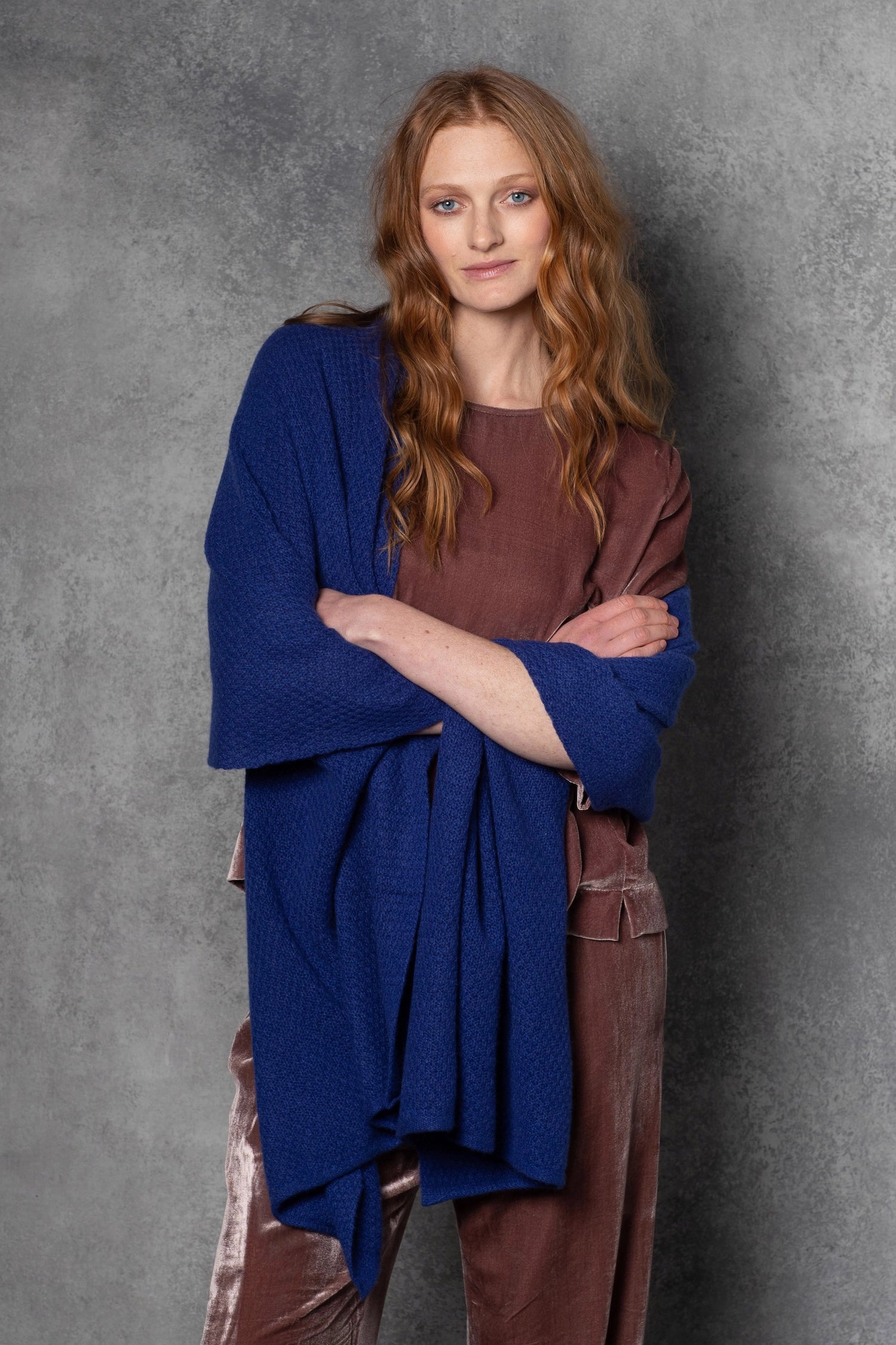Luxury Cashmere Large Wrap Scarf in Bright Blue