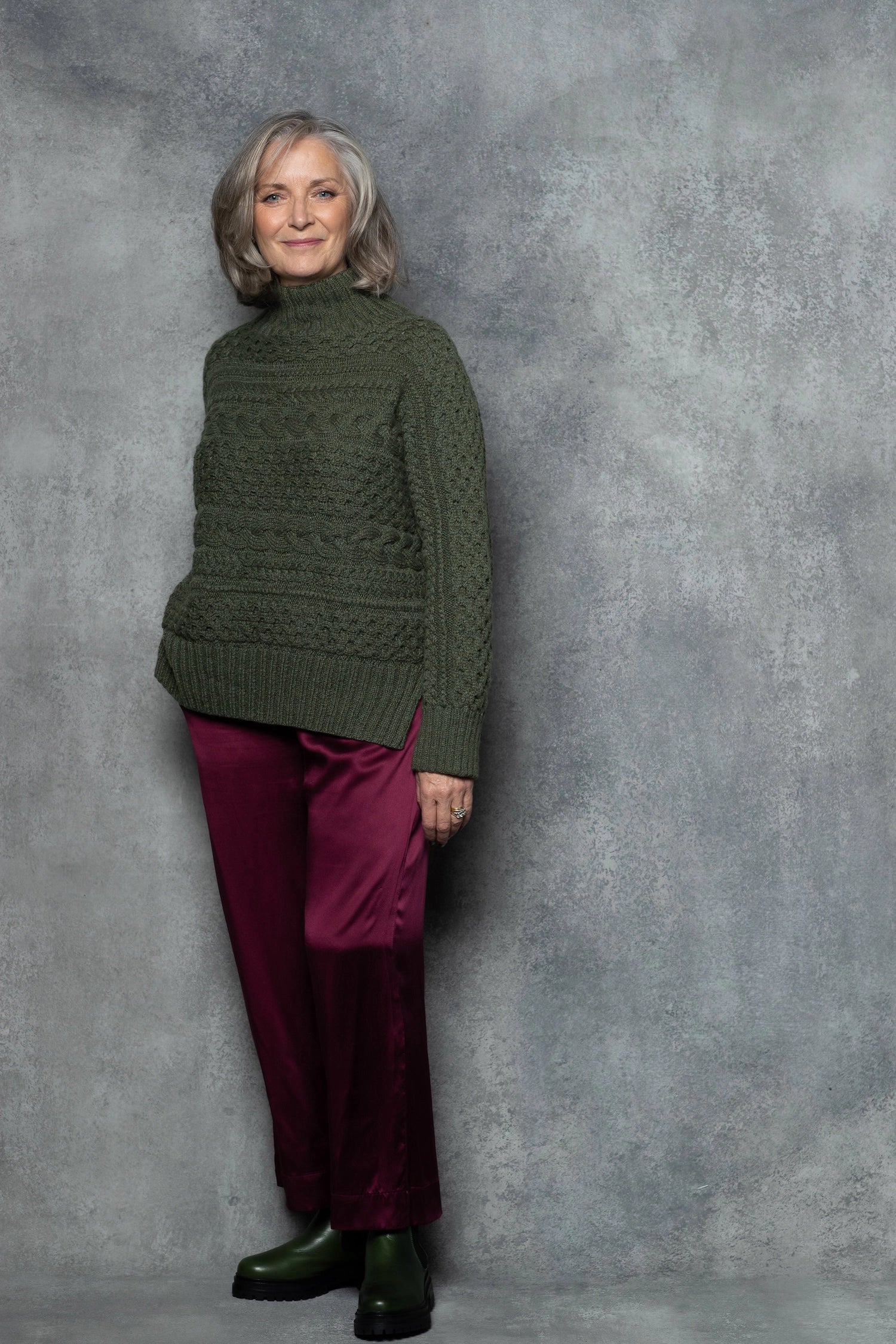 Audrey Short Sleeve Cashmere Aran Sweater
