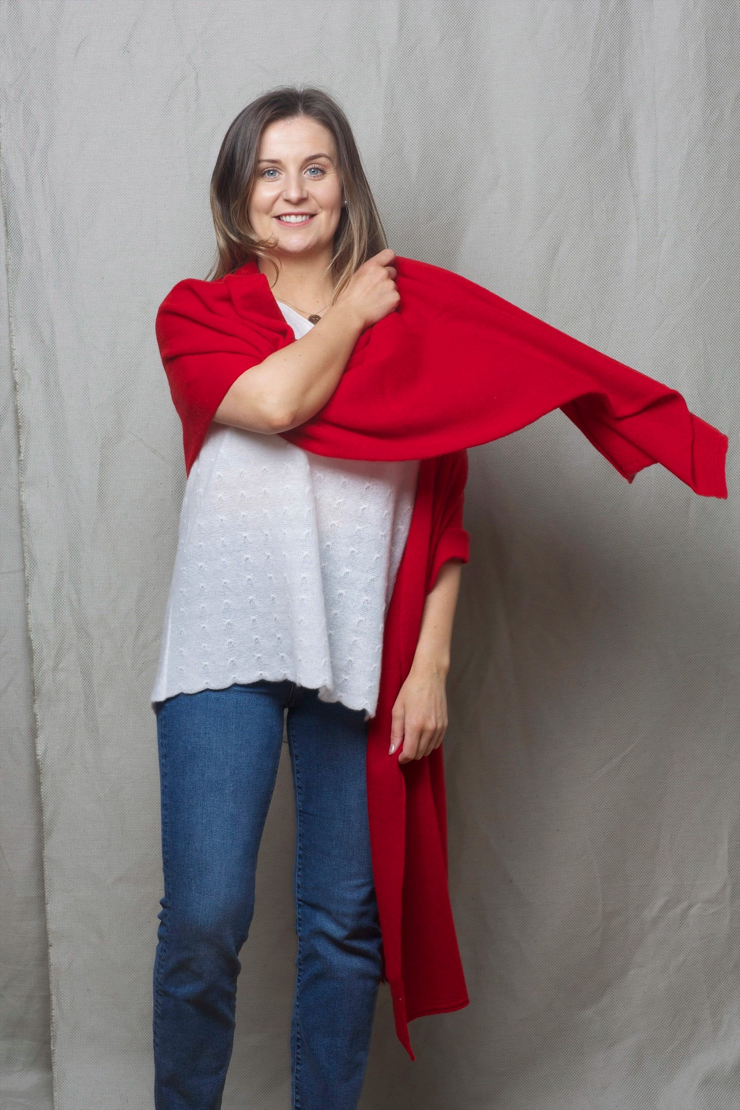 large cashmere wrap in red