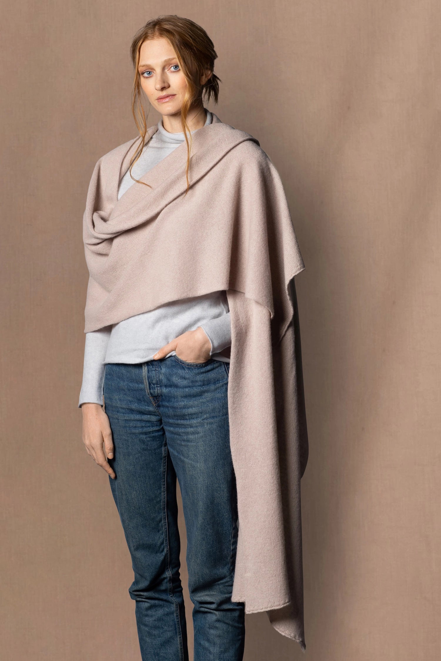 large cashmere wrap shawl scarf in beige