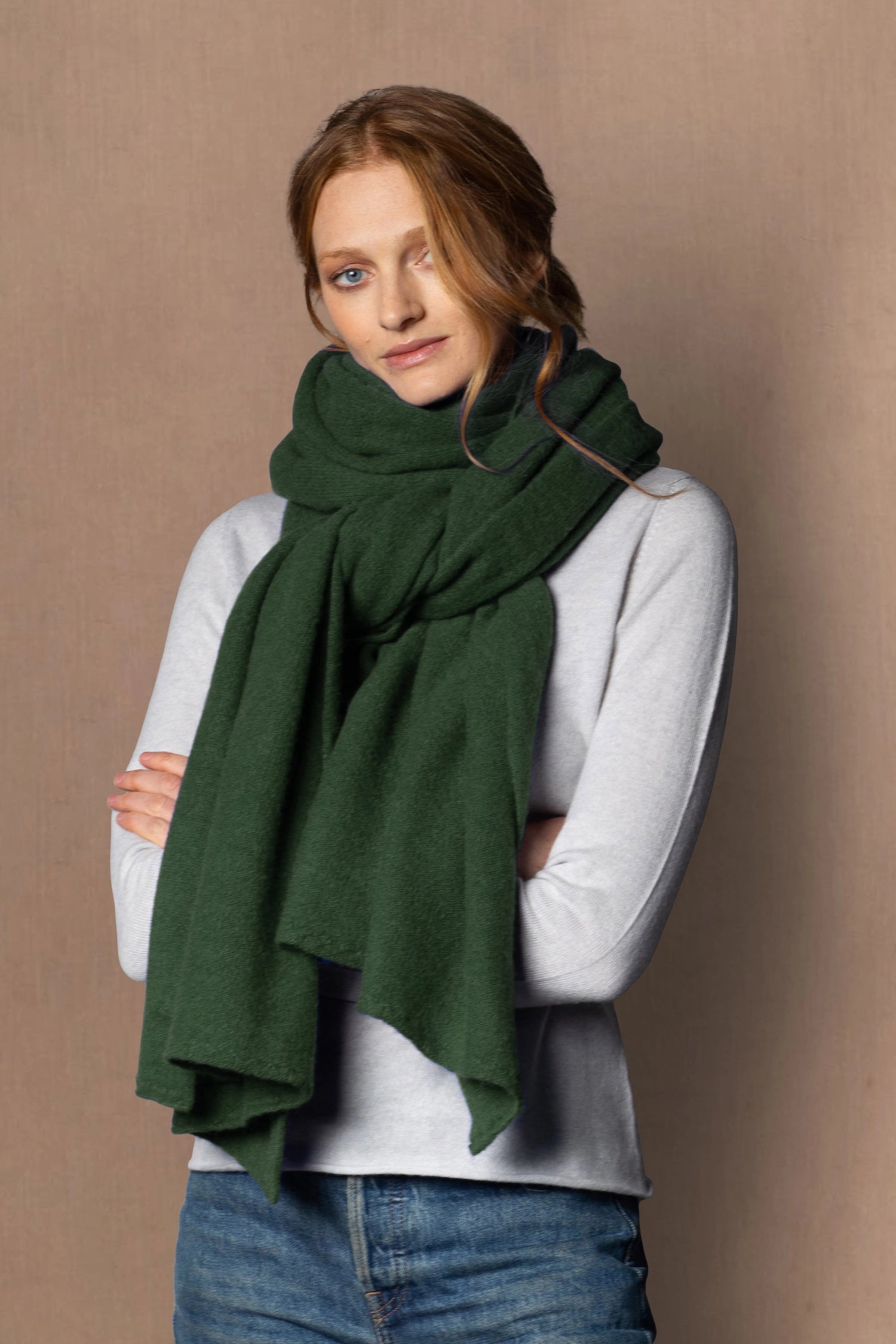 Large Cashmere Wrap Shawl in Green