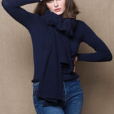 large cashmere wrap in navy blue