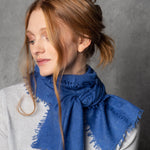 small cashmere scarf in bright blue