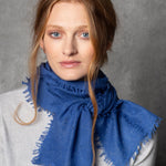 small cashmere scarf in bright blue
