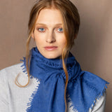 small cashmere scarf in bright blue