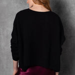 cropped luxury cashmere sweater in black