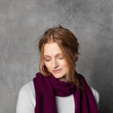 luxury cashmere scarf in berry