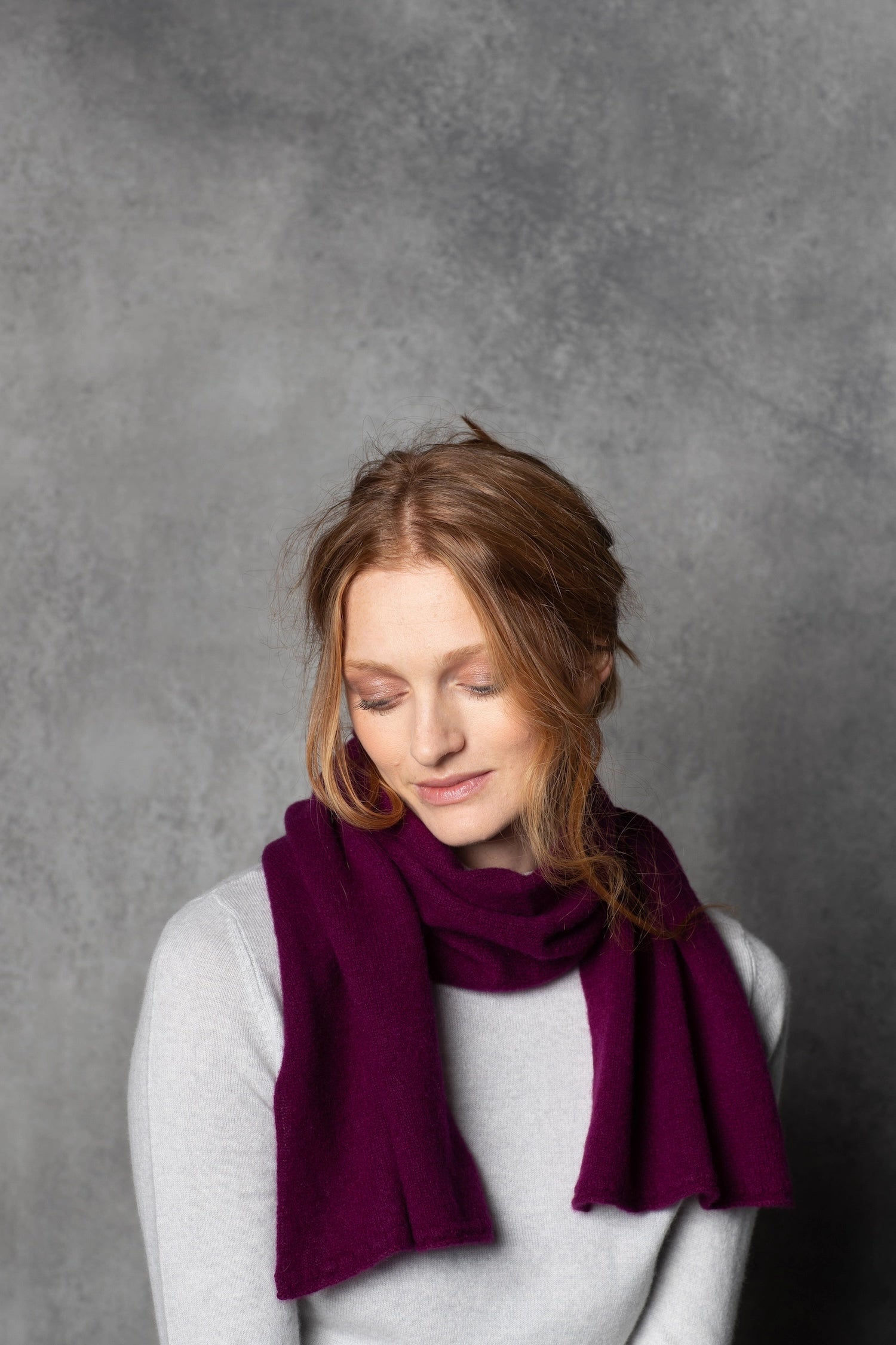 luxury cashmere scarf in berry