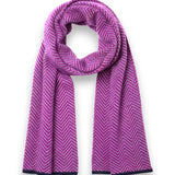 Oisín Cashmere Herringbone Scarf | Magenta/Flannel/Ink