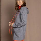 unisex cashmere hoodie in grey and orange