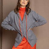 unisex cashmere hoodie in grey and orange