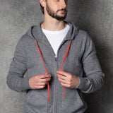 unisex cashmere hoodie in grey and orange