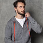 Men's luxury cashmere hoodie sweater in grey