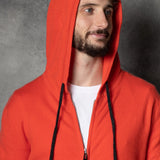 Men's luxury cashmere hoodie sweater in orange