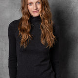 luxury cashmere turtleneck sweater in charcoal 