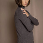 luxury cashmere turtleneck sweater in taupe