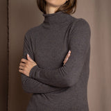 luxury cashmere turtleneck sweater in taupe