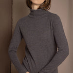 luxury cashmere turtleneck sweater in taupe