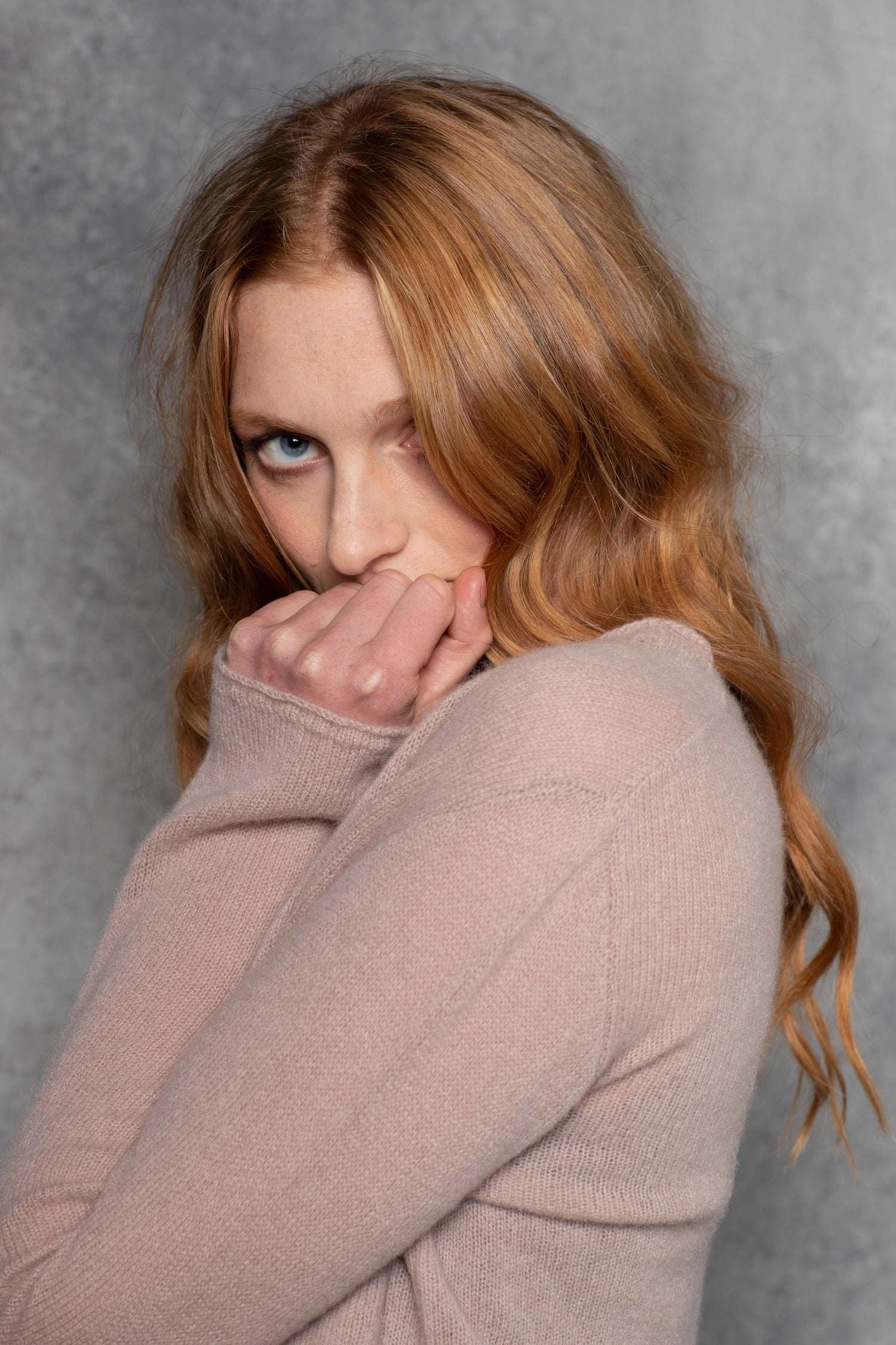 dusty pink cashmere cardigan