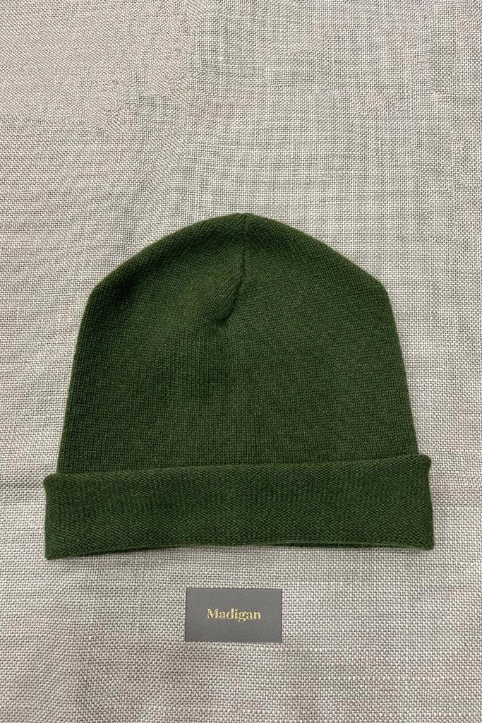Luxury Men's Cashmere Beanie Hat Green