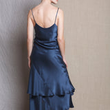 Luxury Silk Slip Dress in Navy Blue