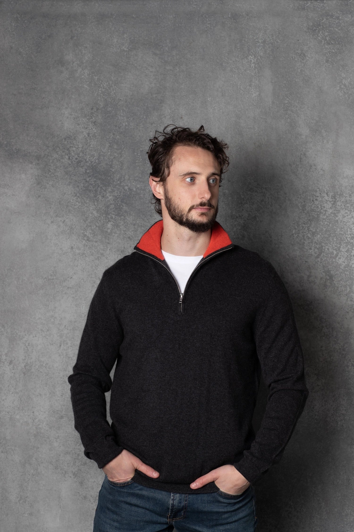 Mens zip 2025 cashmere sweater