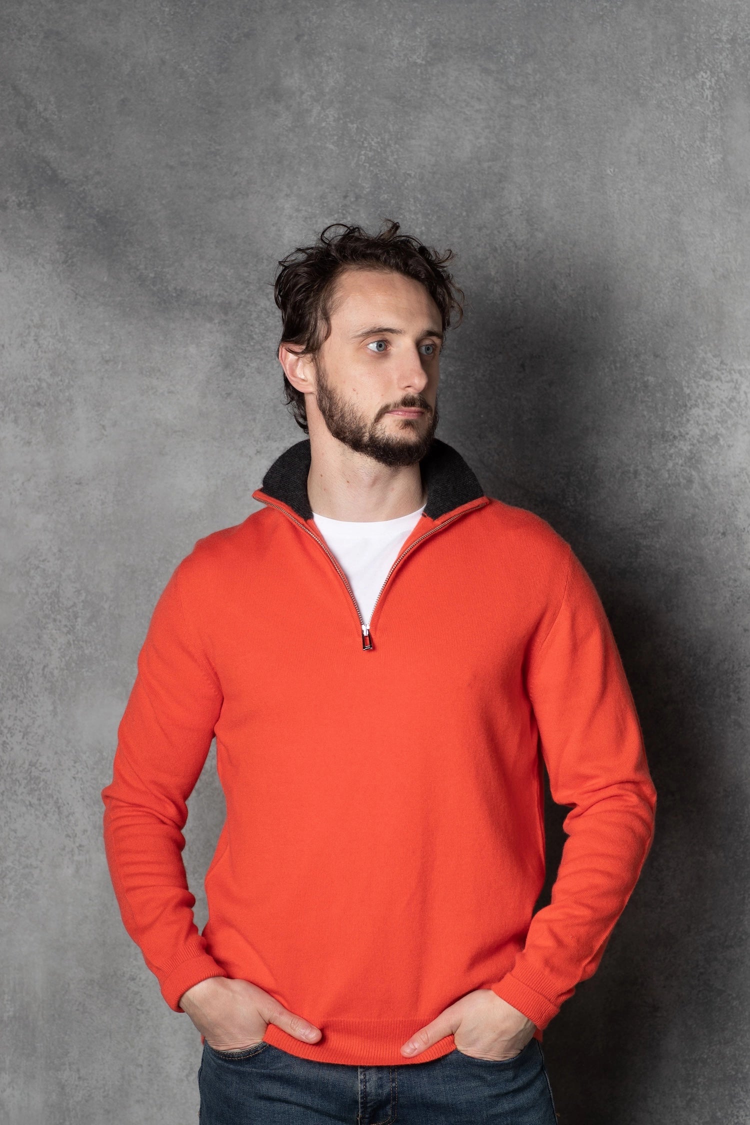 Mens orange top cashmere sweater