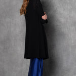 Cashmere Lace Long Cardigan in black