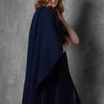 luxury large cashmere wrap in navy blue
