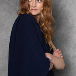 luxury large cashmere wrap in navy blue