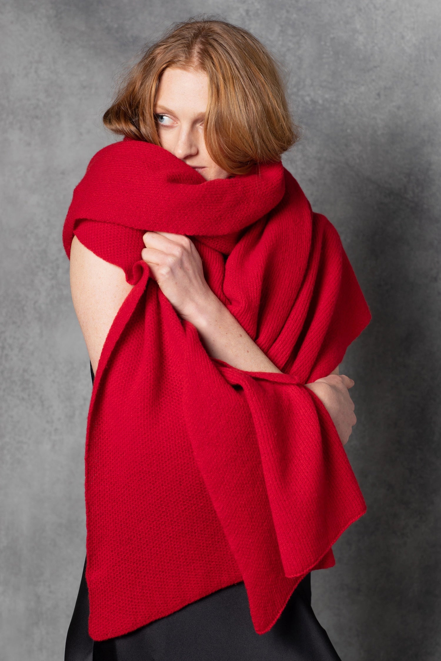 luxury large cashmere wrap in red