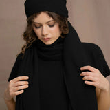 Mya Cashmere Beanie Hat | Black