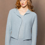 cashmere cardigan with lace texture in light blue