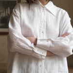 White Irish Linen Long Sleeve Flowy Shirt Video