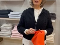 Luxury small Cashmere scarf in orange video